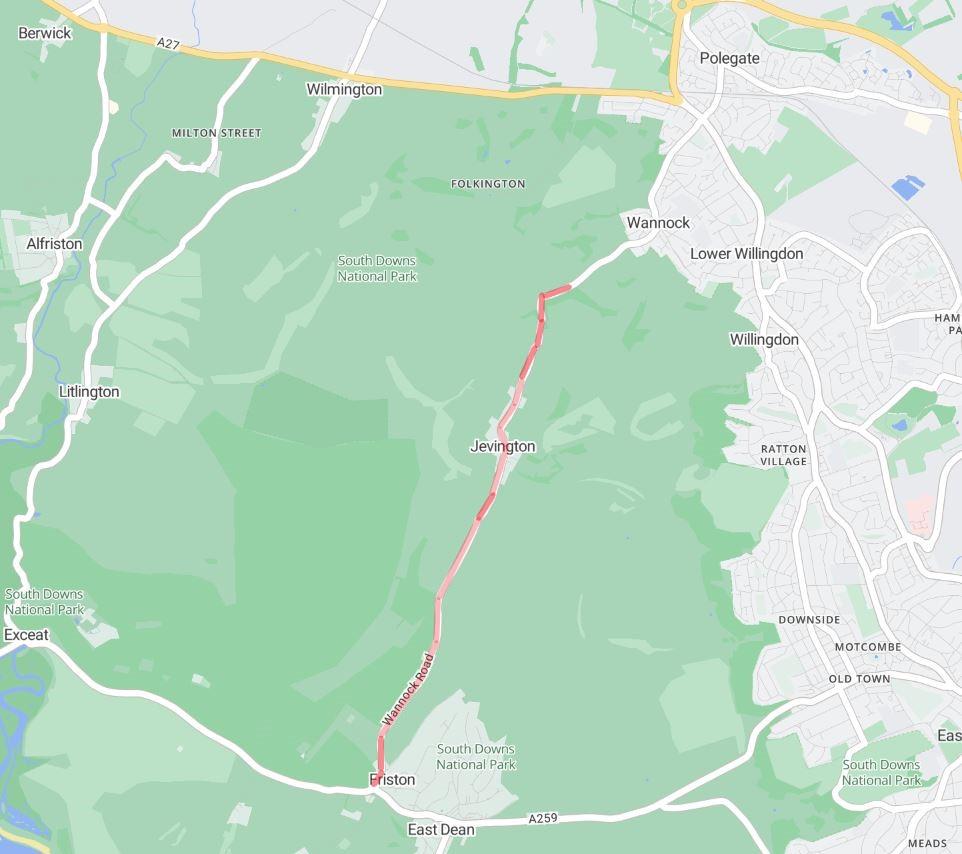 Map showing location of phase 3 works on Jevington Road