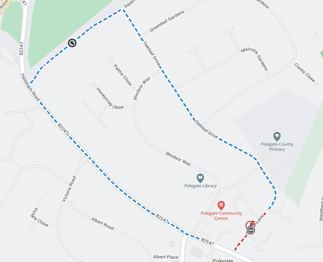 Map showing extent of School Lane closure