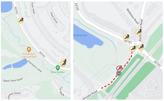 Map showing works area